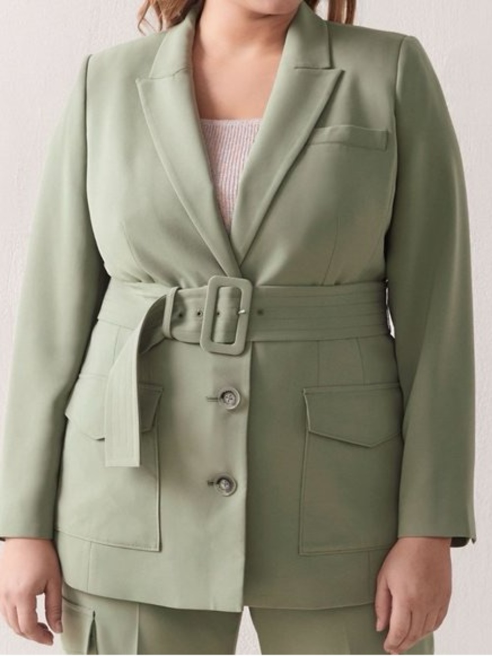 Addition Elle Sage Green Belted Blazer